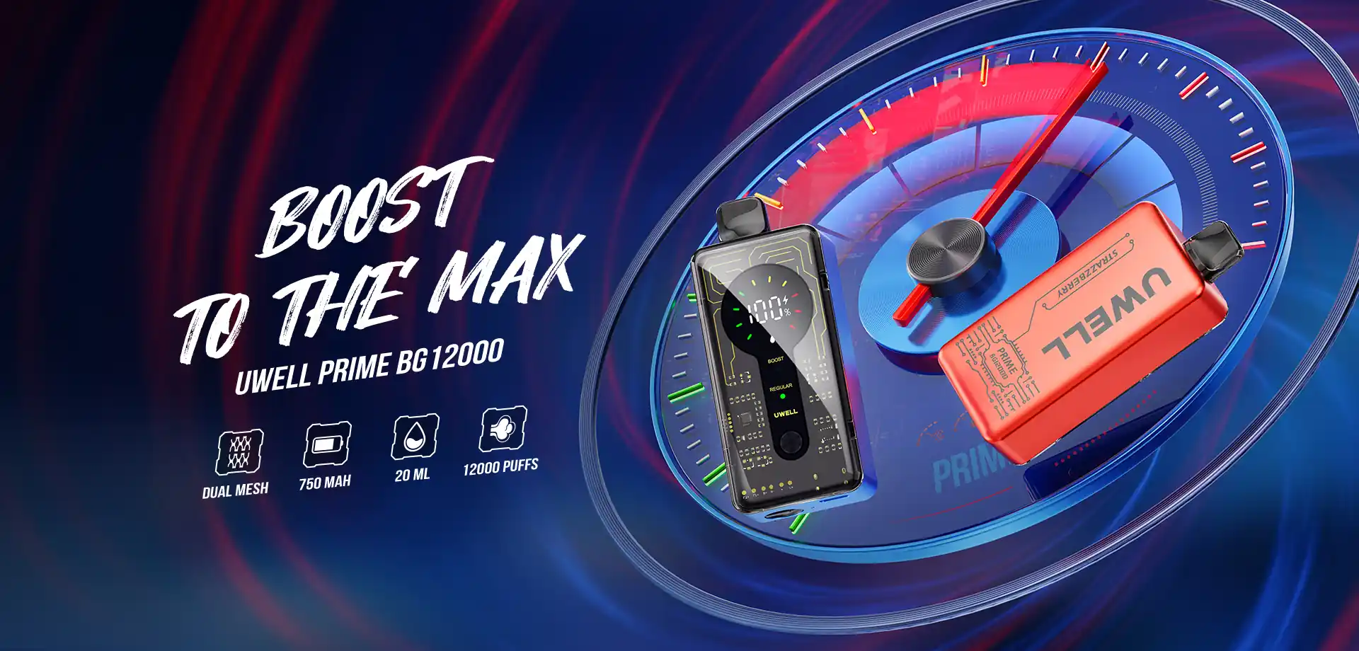 UWELL Prime BG12000 - Dual Mesh Disposable E-Cig with Futuristic Design