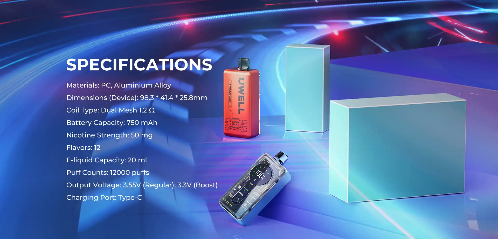 UWELL Prime BG12000 - Dual Mesh Disposable E-Cig with Futuristic Design
